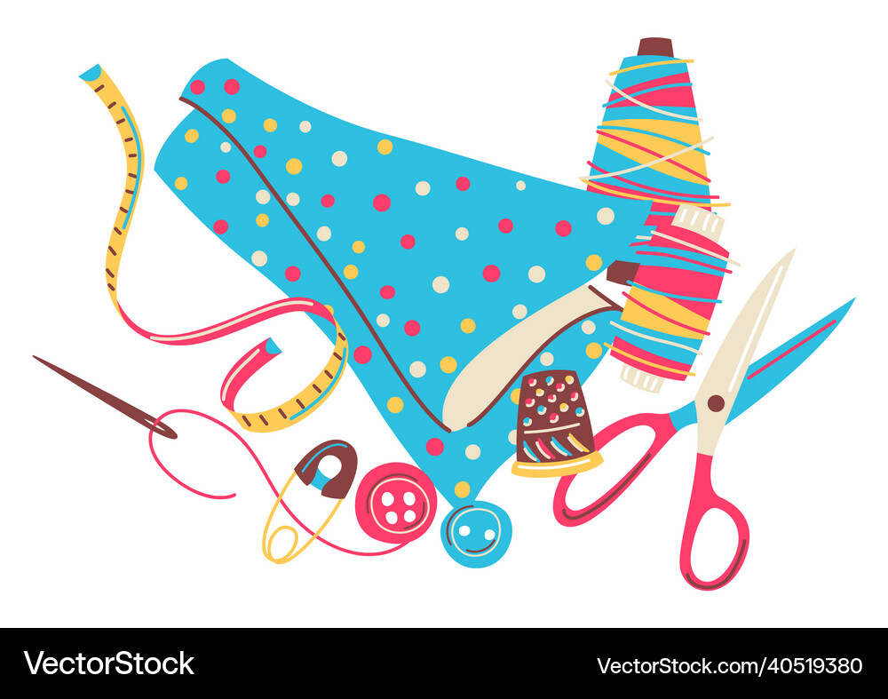 With needlework sewing items Royalty Free Vector Image