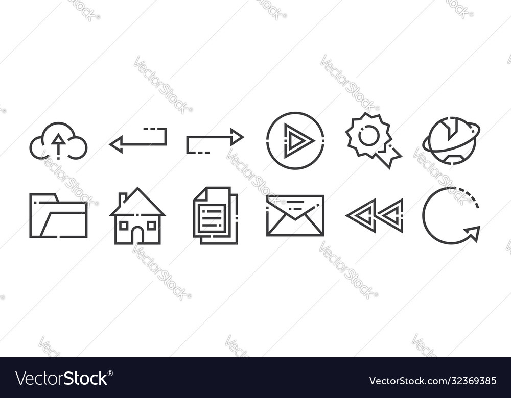 12 set linear web essentials icons thin vector image 12 set linear web essentials icons thin