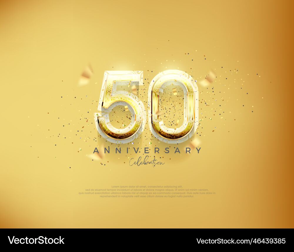 50th anniversary number luxury gold background Vector Image