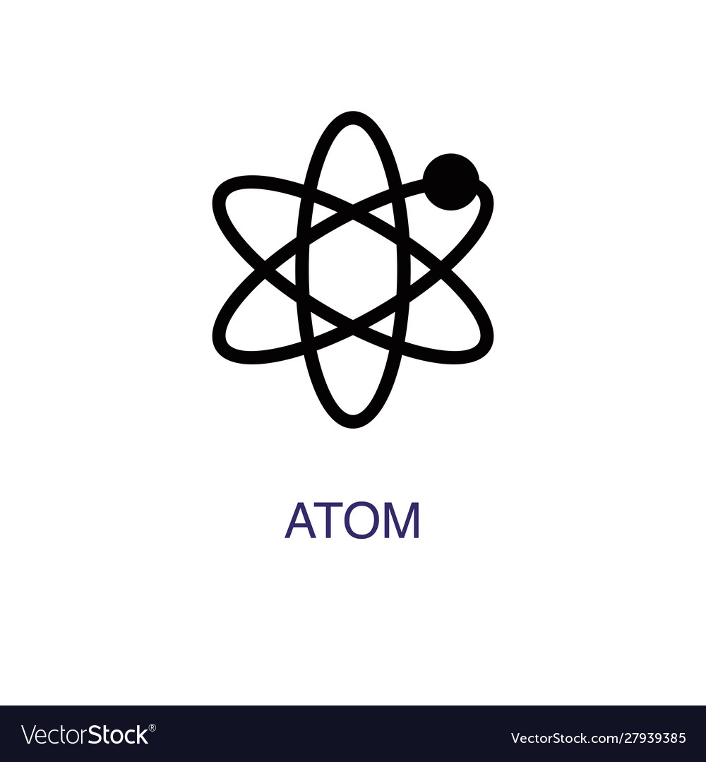 Atom element in flat simple style on white Vector Image Atom element in flat simple style on white