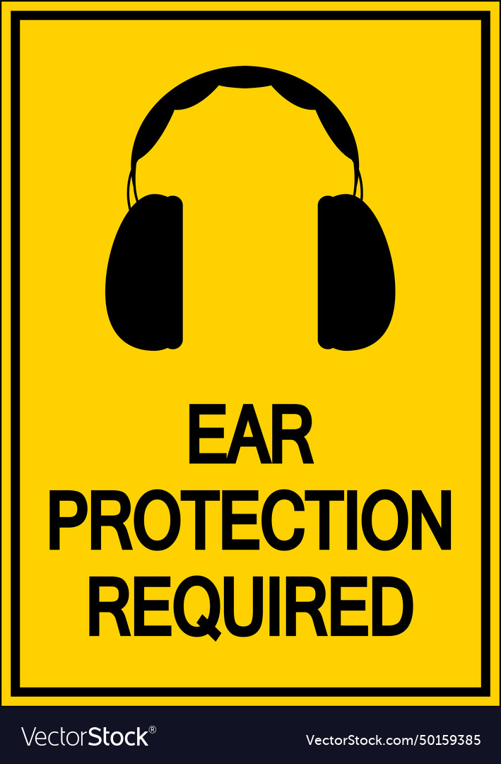 Caution ear protection required sign on white Vector Image