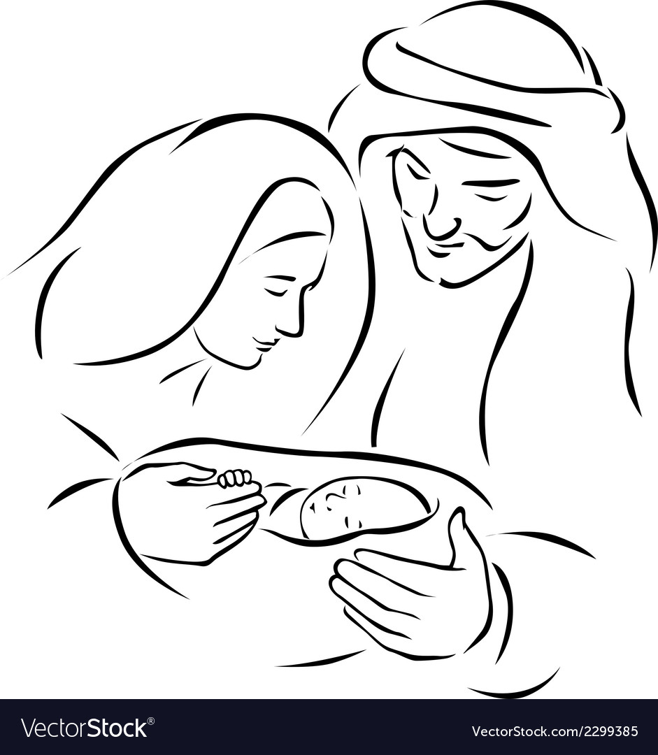 Christmas Nativity Scene With Holy Family Baby Vector Image