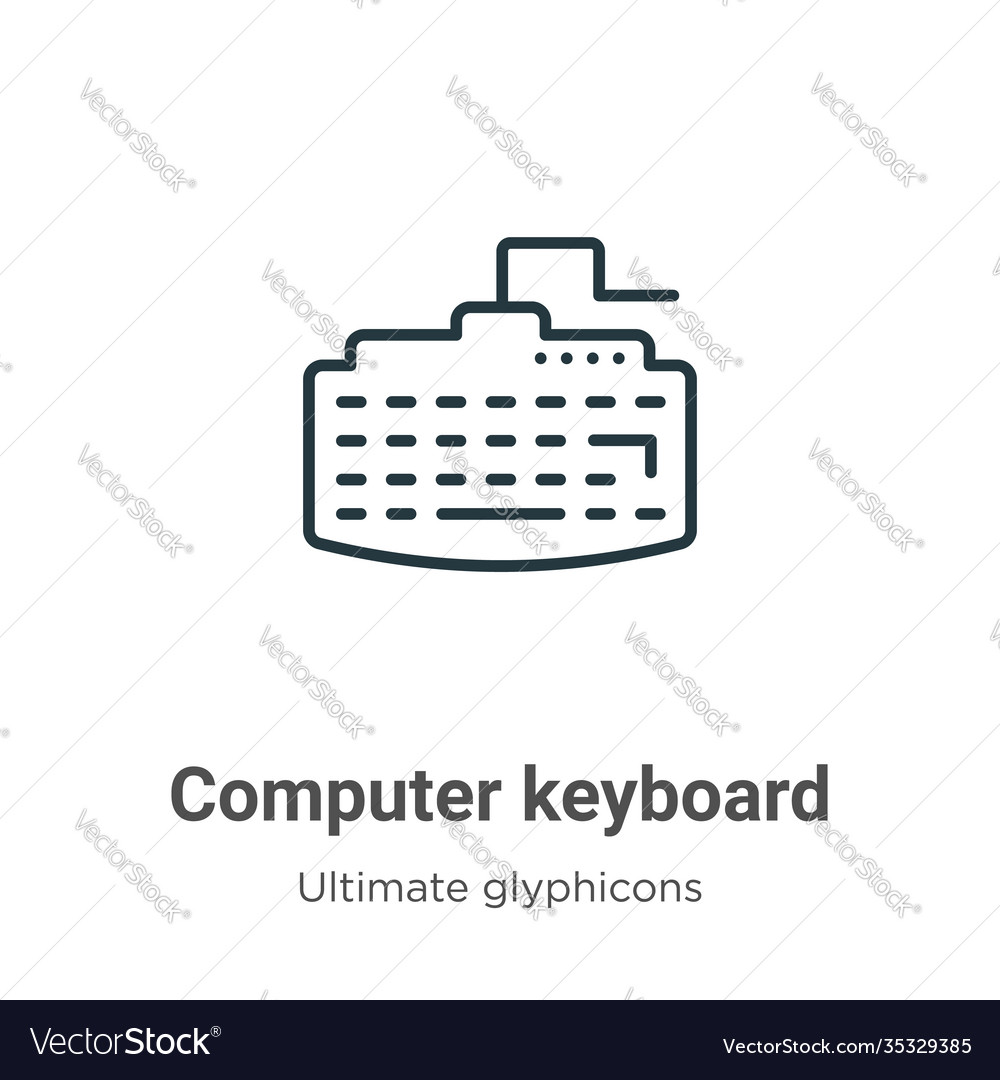 Computer keyboard outline icon thin line black