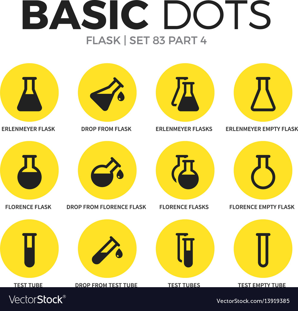 Flask flat icons set vector image Flask flat icons set