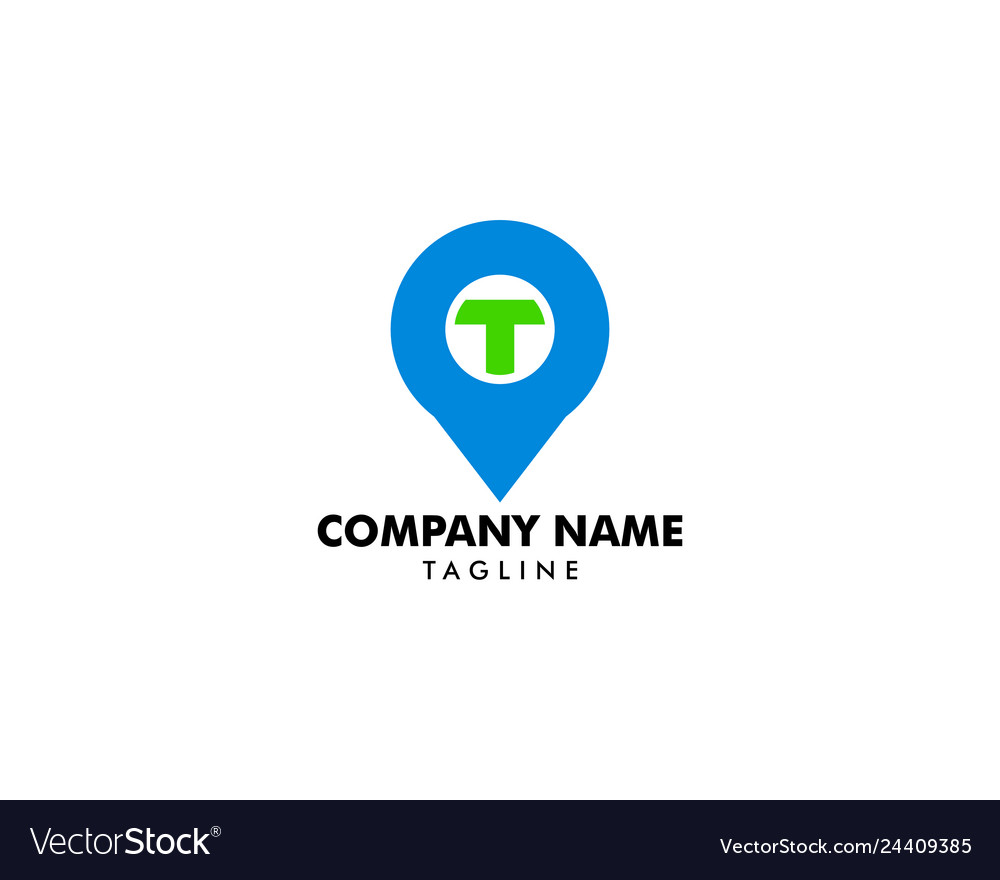 Letter t and map pin logo concept