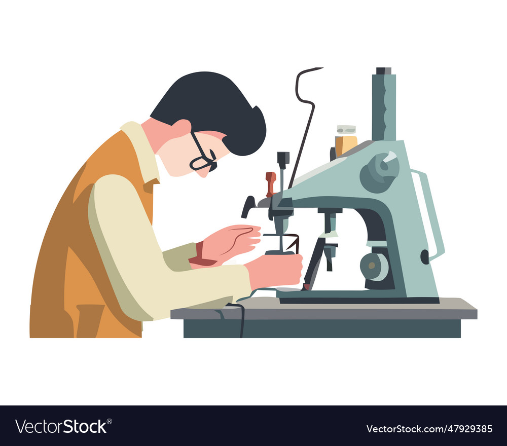 Man using a sew machine
