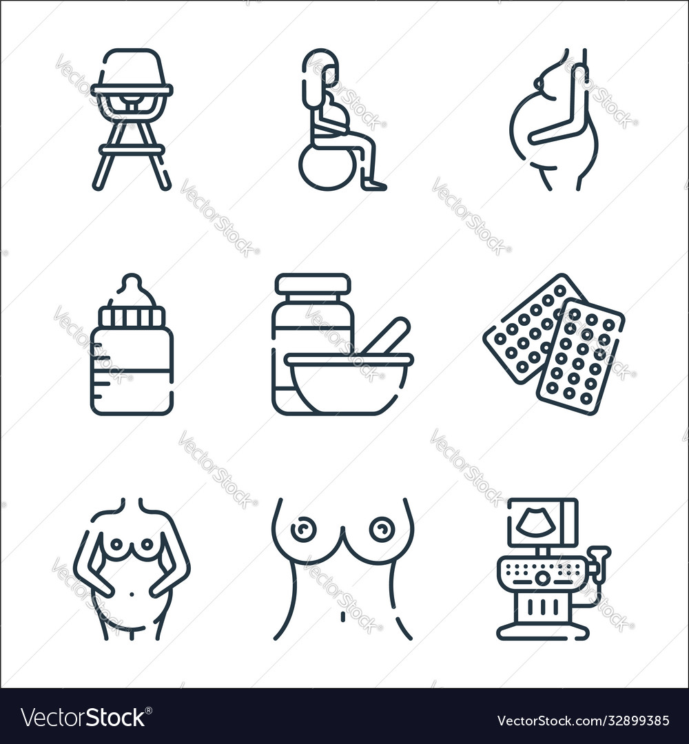 Maternity line icons linear set quality