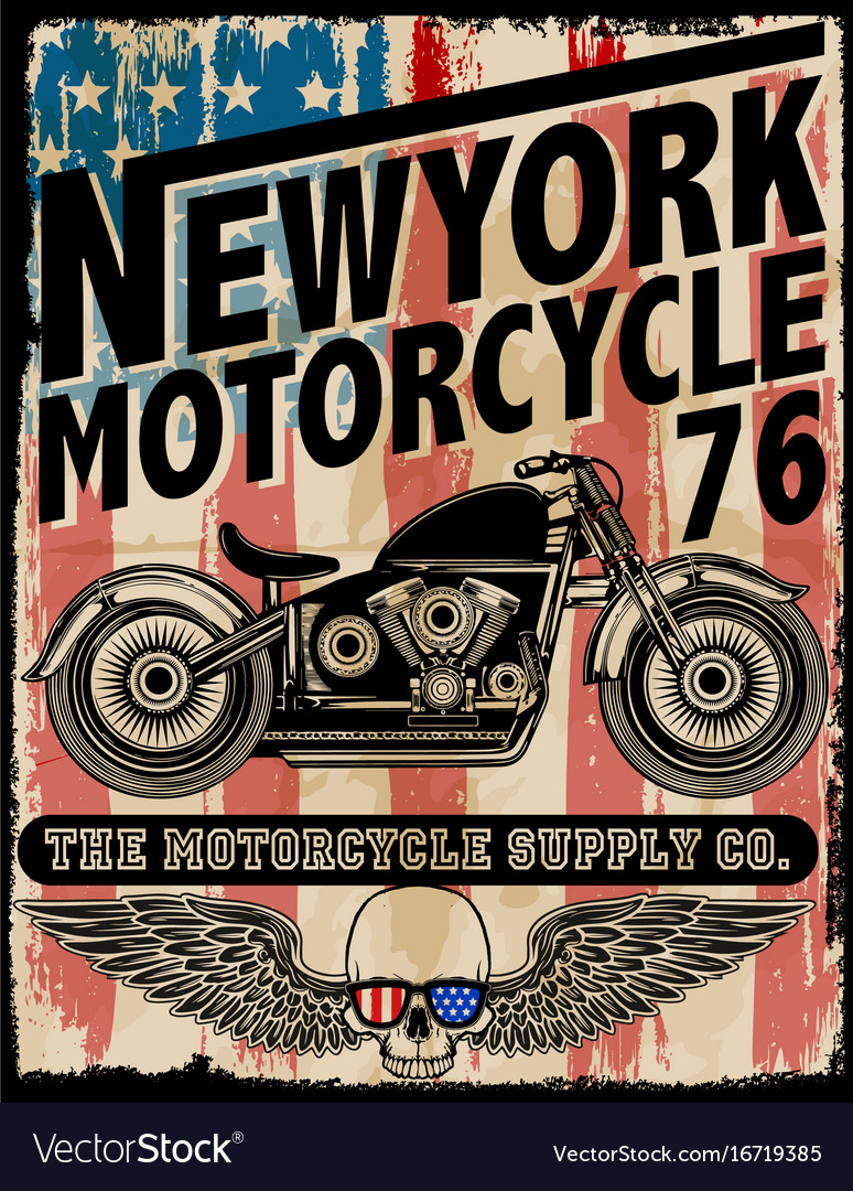 Motorcycle label t-shirt design with of custom