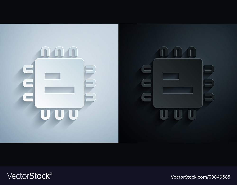 Paper cut computer processor with microcircuits vector image Paper cut computer processor with microcircuits