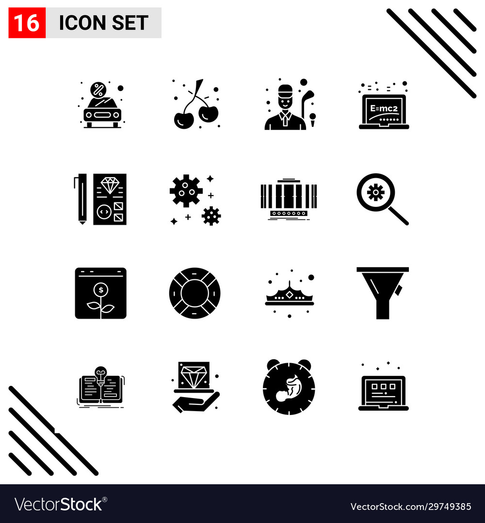 Pixle perfect set 16 solid icons glyph icon vector image Pixle perfect set 16 solid icons glyph icon