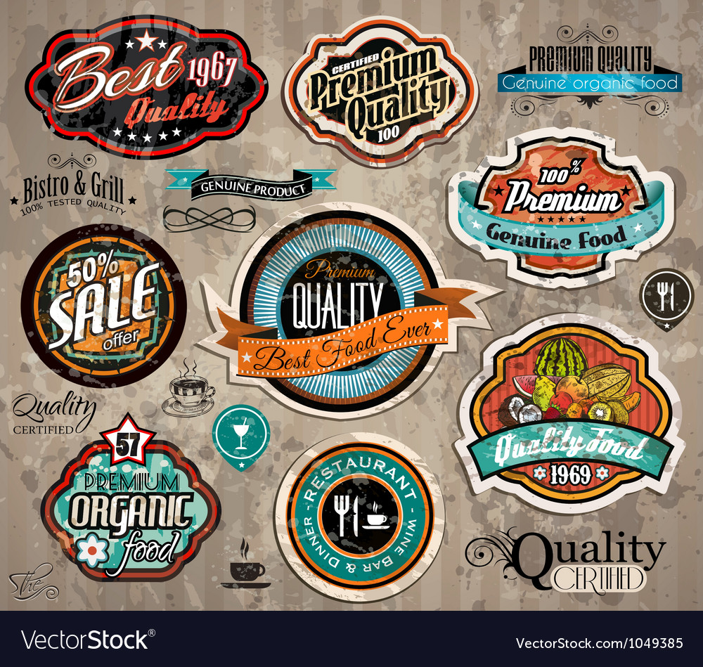 Set of premium quality vintage labels Royalty Free Vector