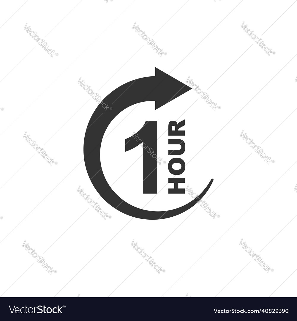 1 hour clock icon in flat style timer countdown vector image 1 hour clock icon in flat style timer countdown