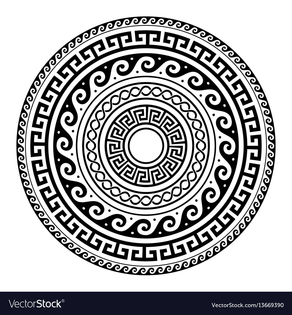 Download Ancient greek round key pattern - meander art Vector Image