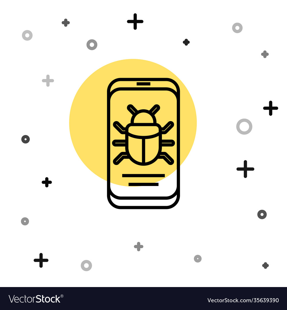 Black line system bug on mobile icon isolated