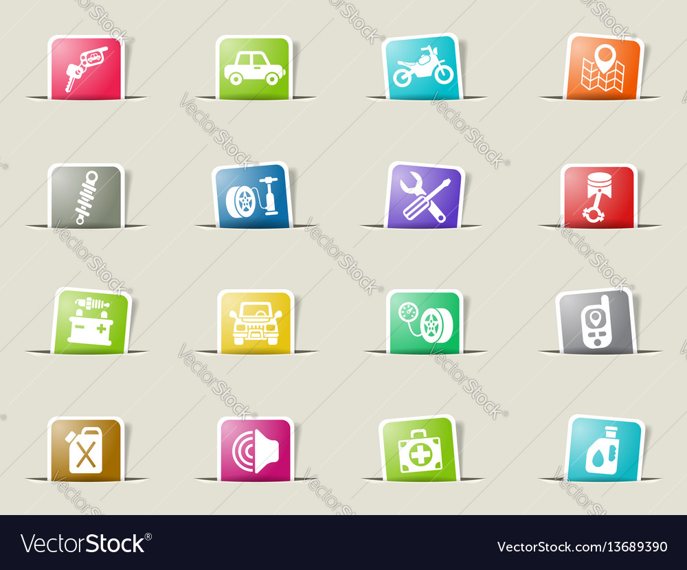 Car shop icon set