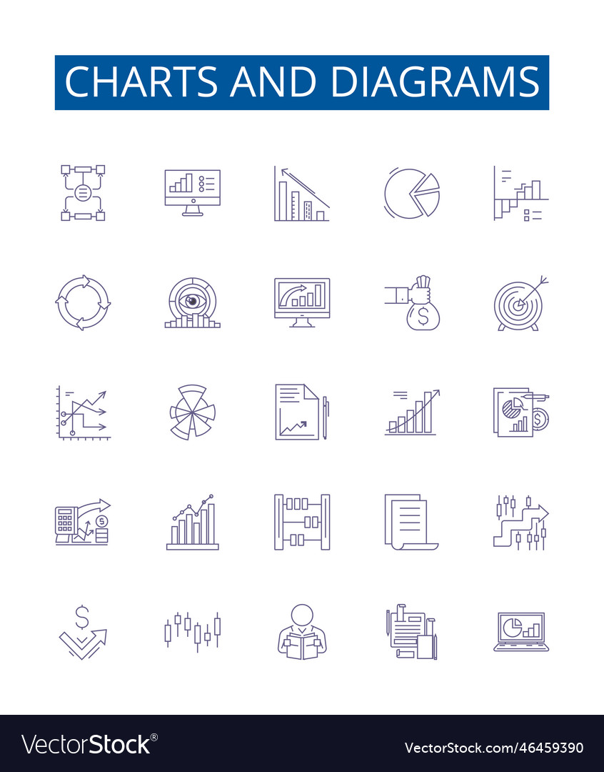 Charts and diagrams line icons signs set design