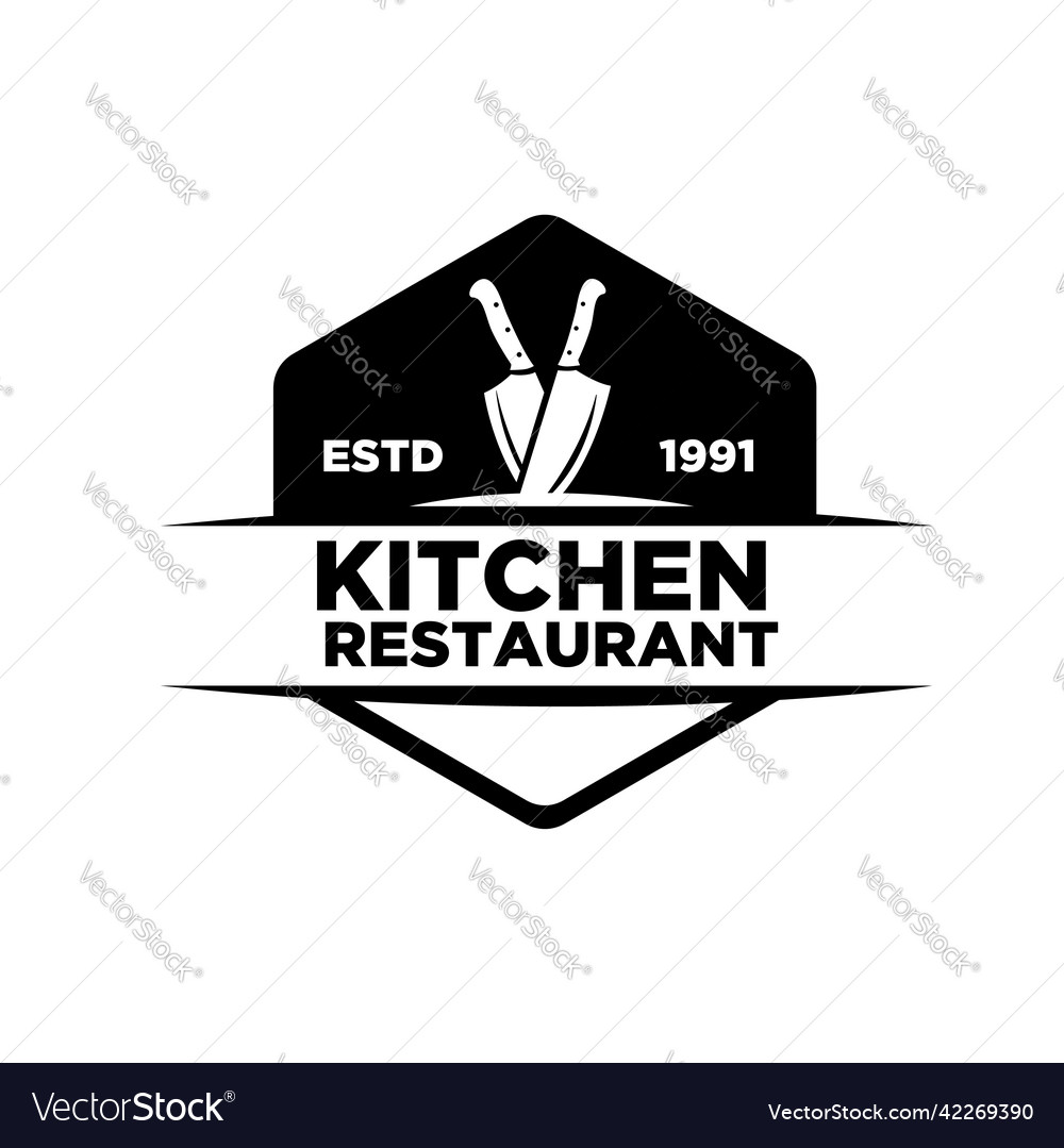 Chef kitchen restaurant logo concept butcher Vector Image