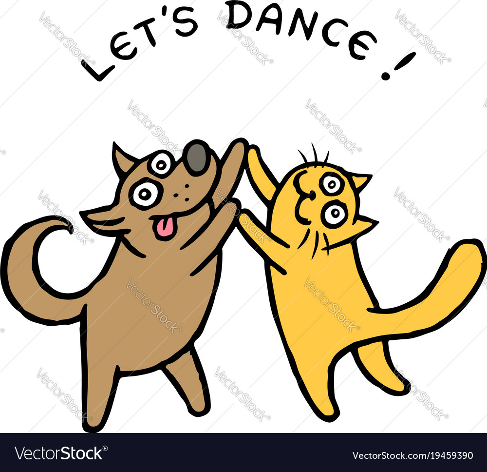 cute dog and cat dancers royalty free vector image