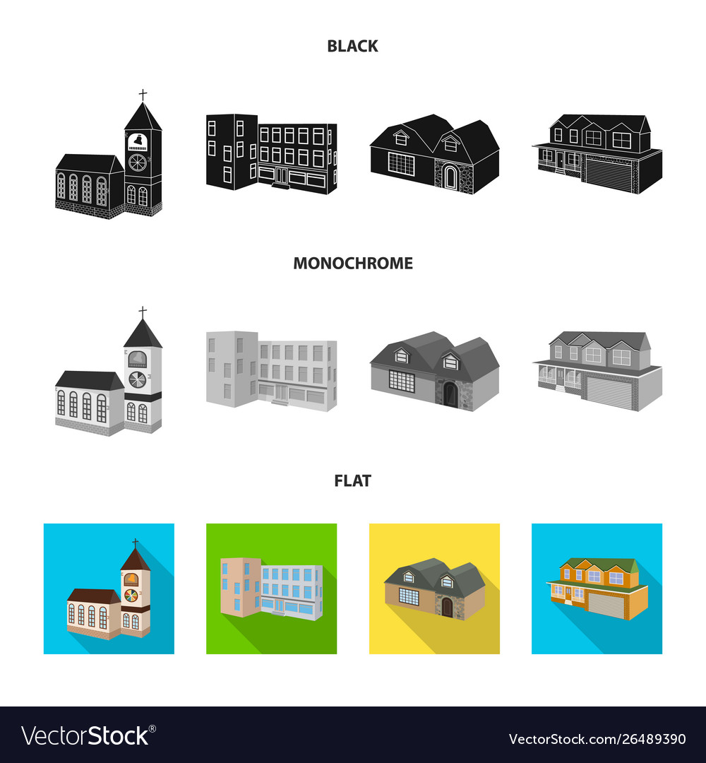 Design facade and housing logo set vector image Design facade and housing logo set