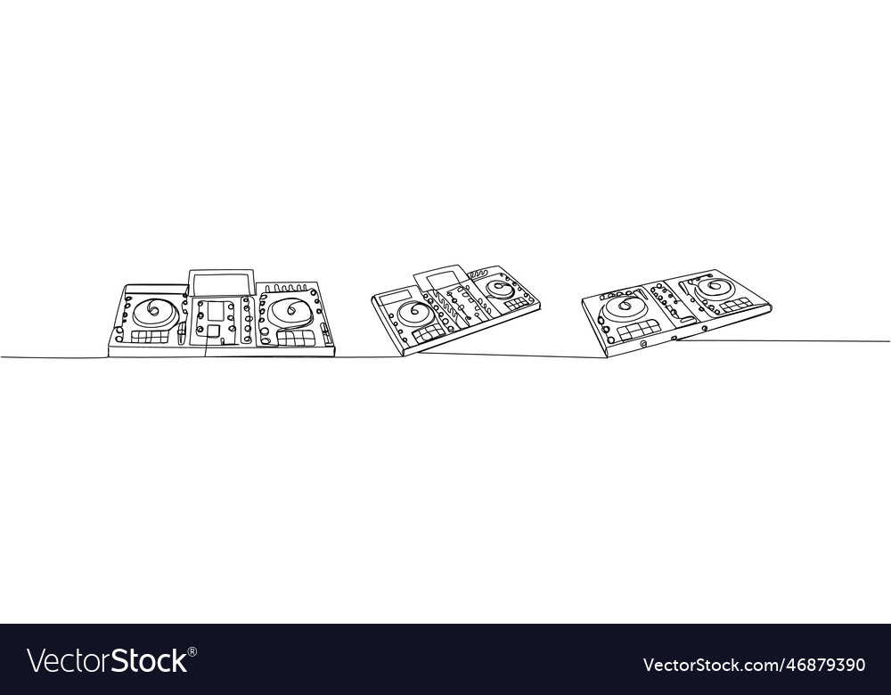 Dj console set one line art continuous vector image Dj console set one line art continuous