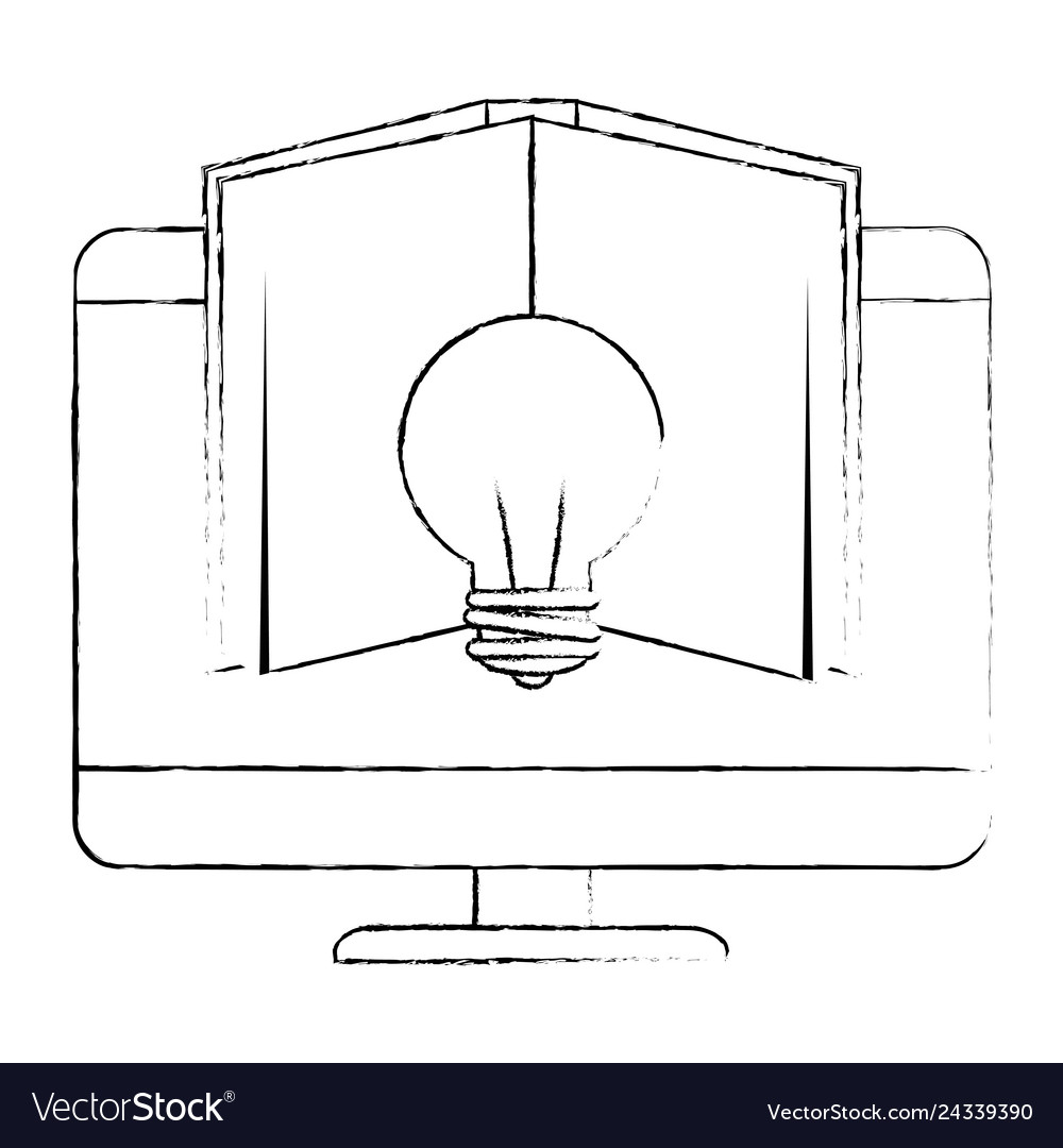 Electronic book with computer and bulb vector image Electronic book with computer and bulb