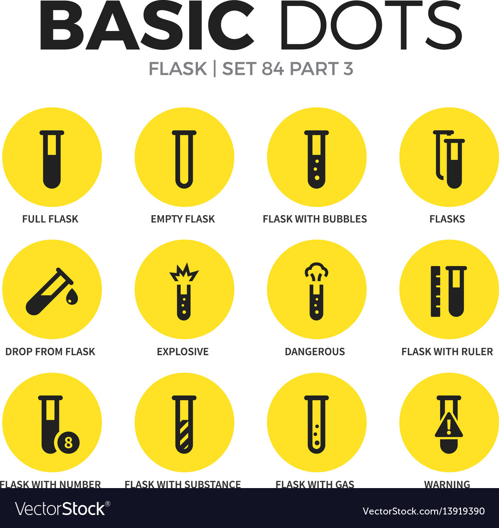 Flask flat icons set Vector Image Flask flat icons set