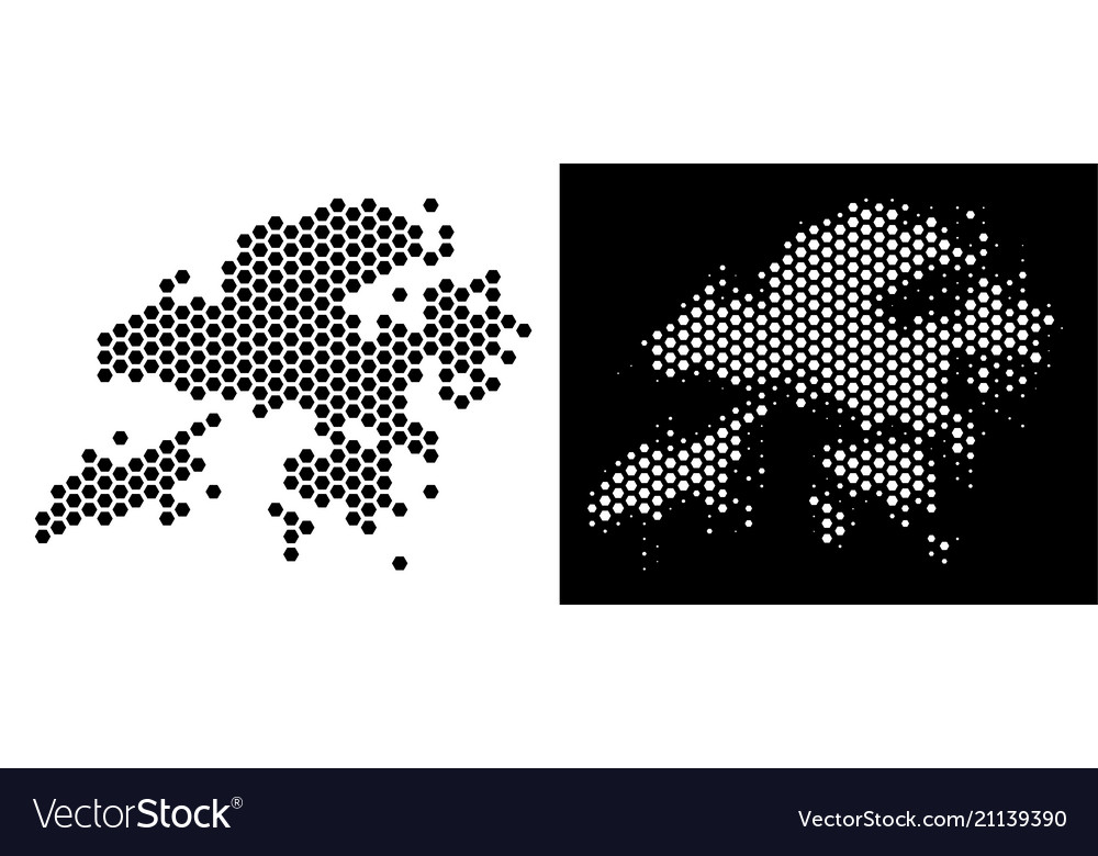 Hong kong map hexagonal mosaic vector image Hong kong map hexagonal mosaic