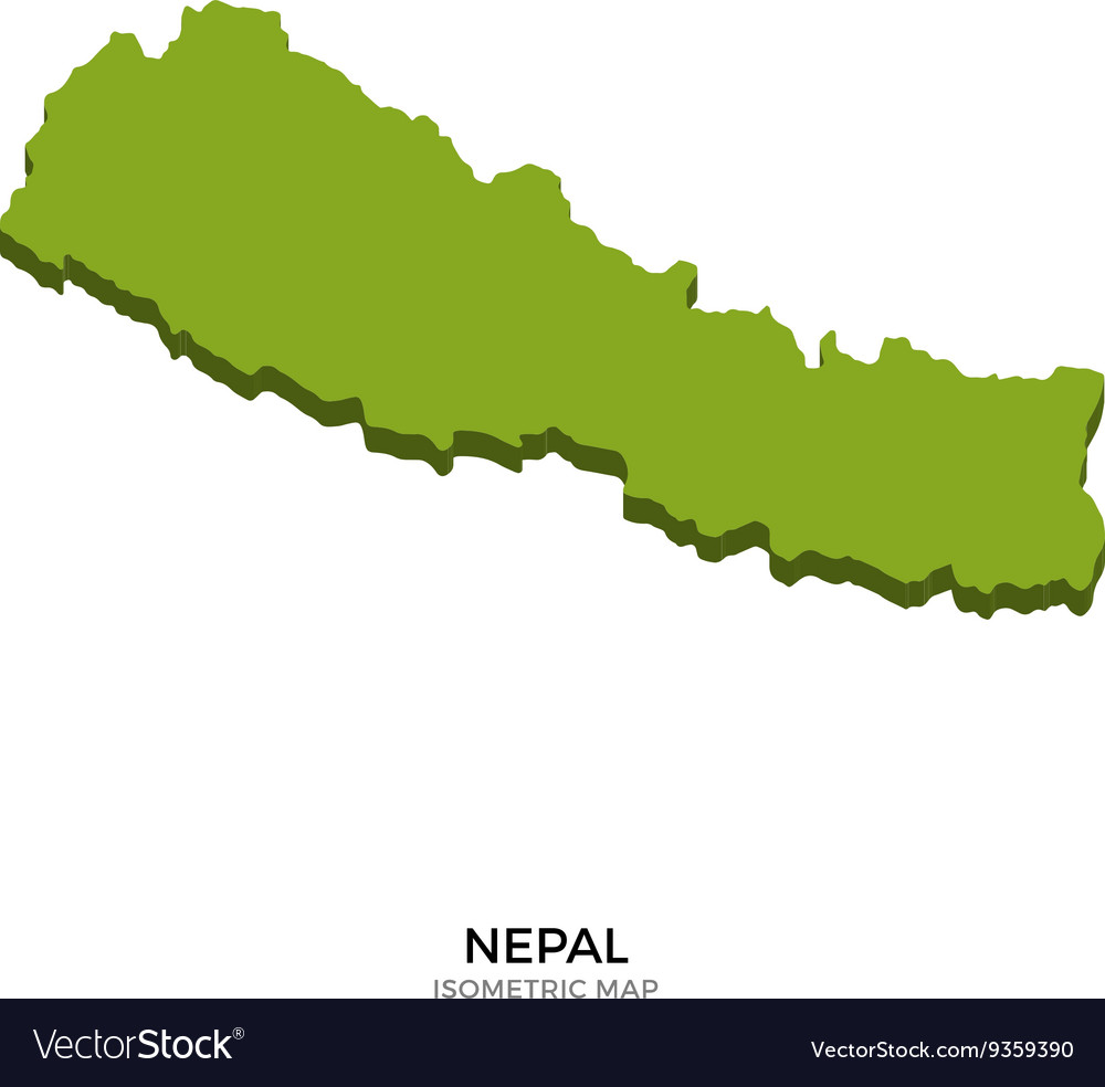 Isometric map of nepal detailed Royalty Free Vector Image