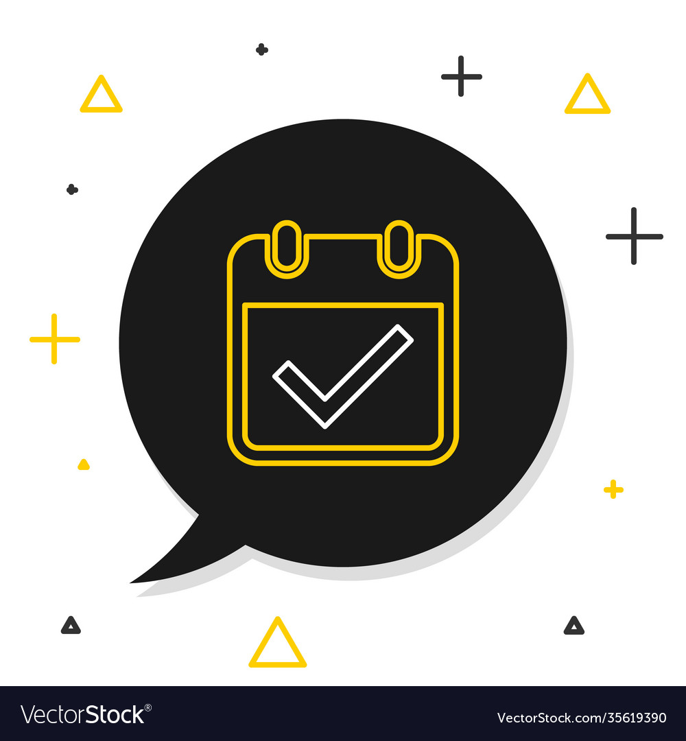 Line calendar with check mark icon isolated