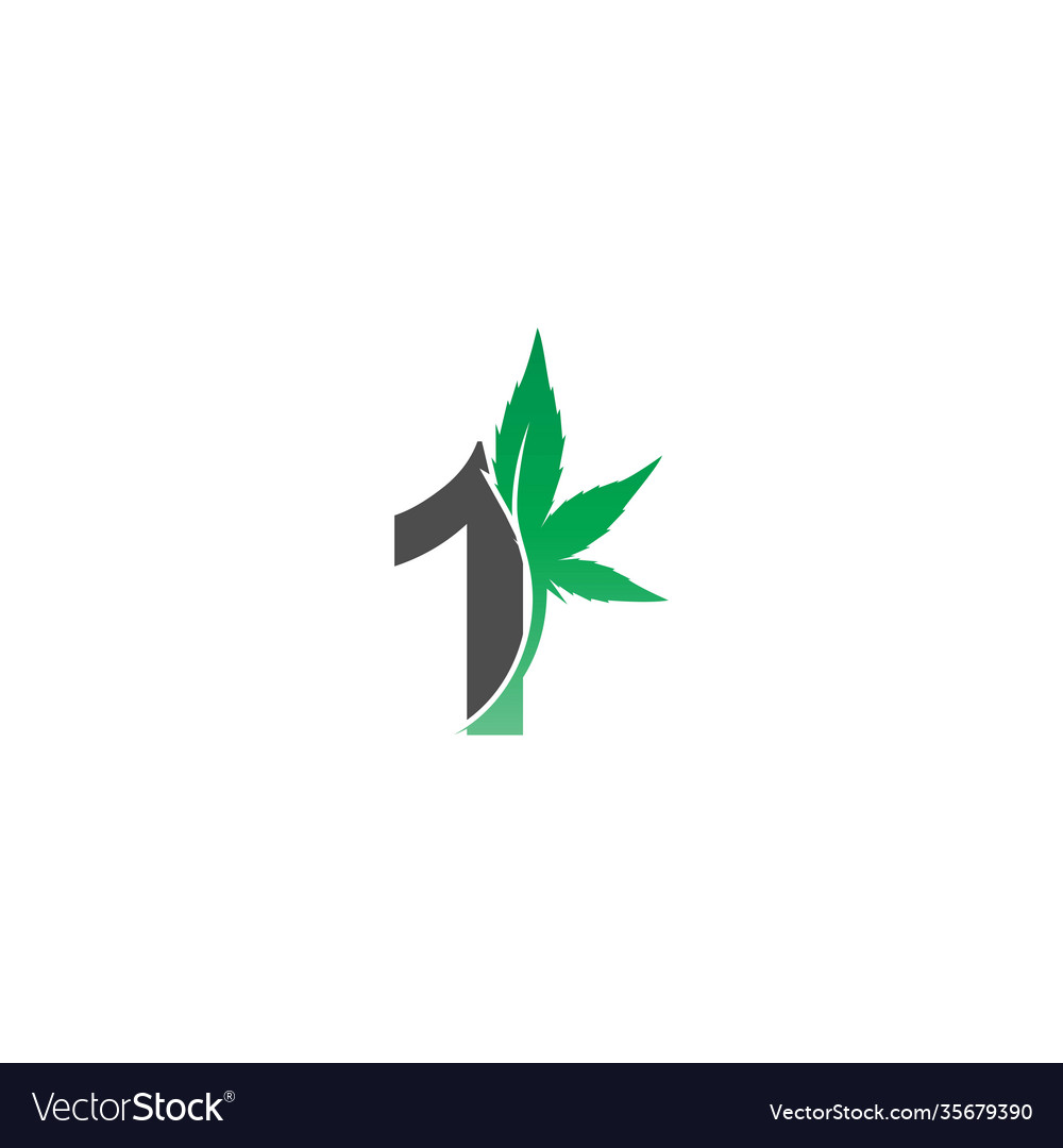 Number 1 logo icon with cannabis leaf design