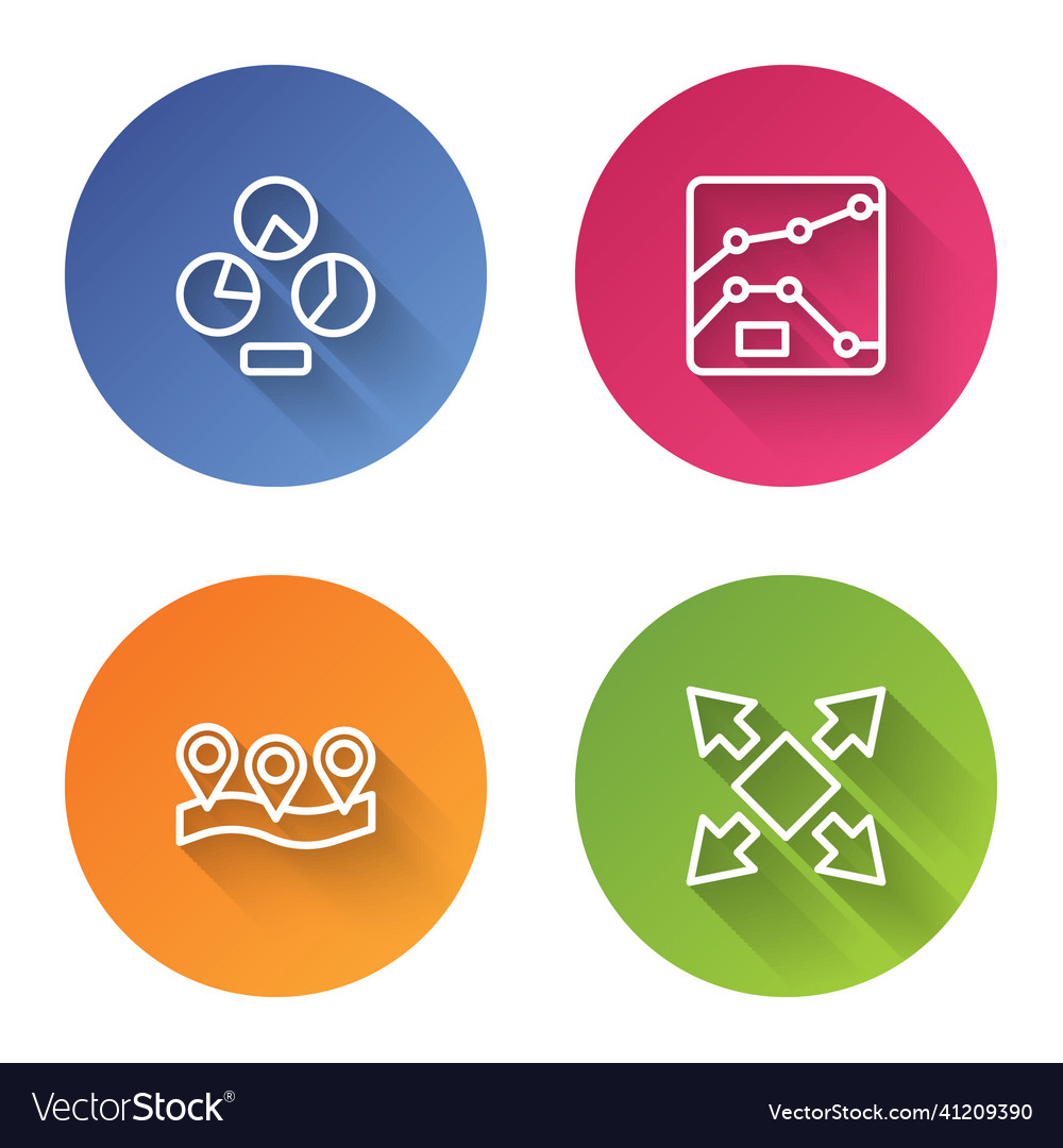 Set line pie chart infographic graph vector image Set line pie chart infographic graph