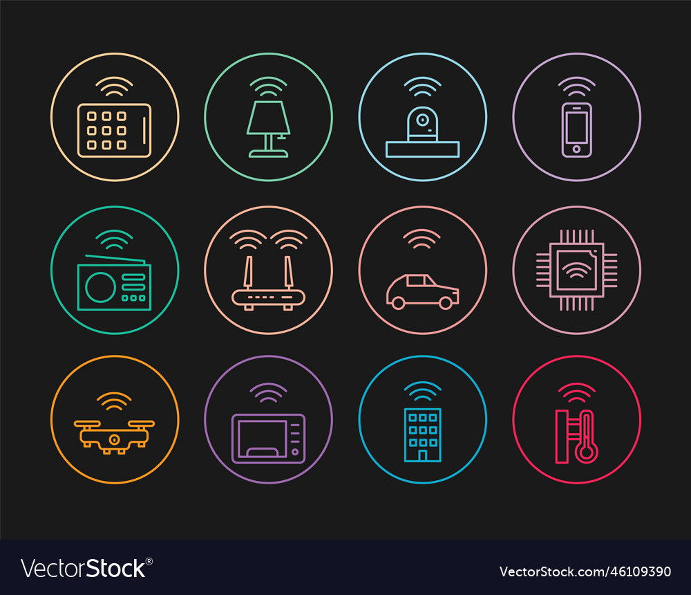 Set line smart thermometer processor vector image Set line smart thermometer processor