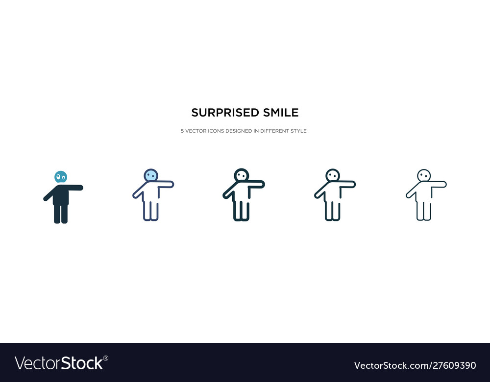 Surprised smile icon in different style two vector image Surprised smile icon in different style two