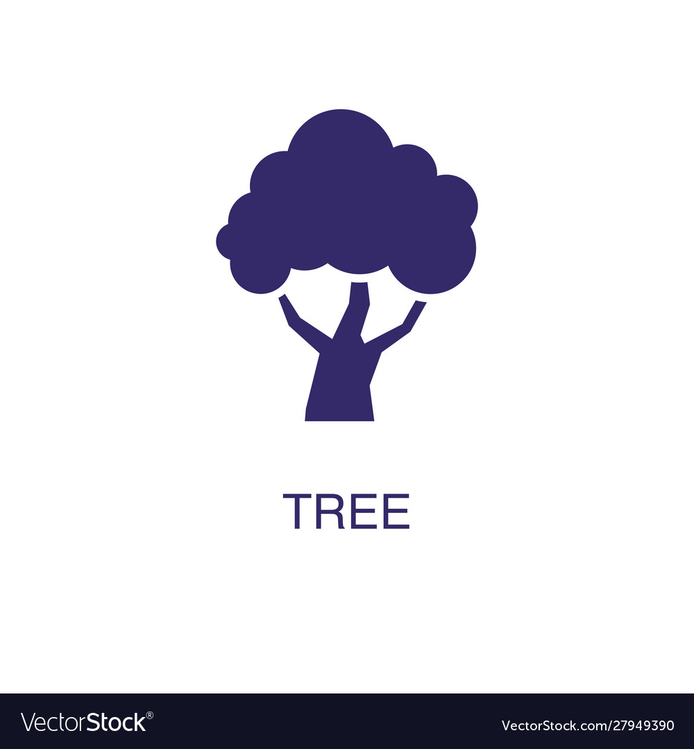 Tree element in flat simple style on white