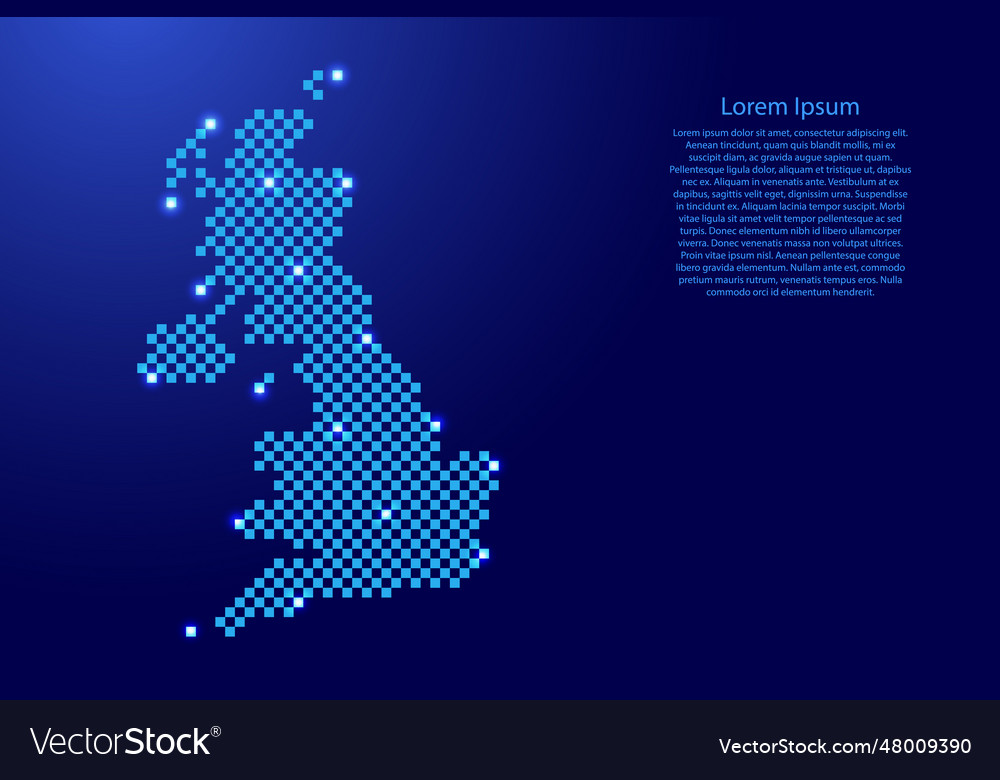 United kingdom map from futuristic blue checkered