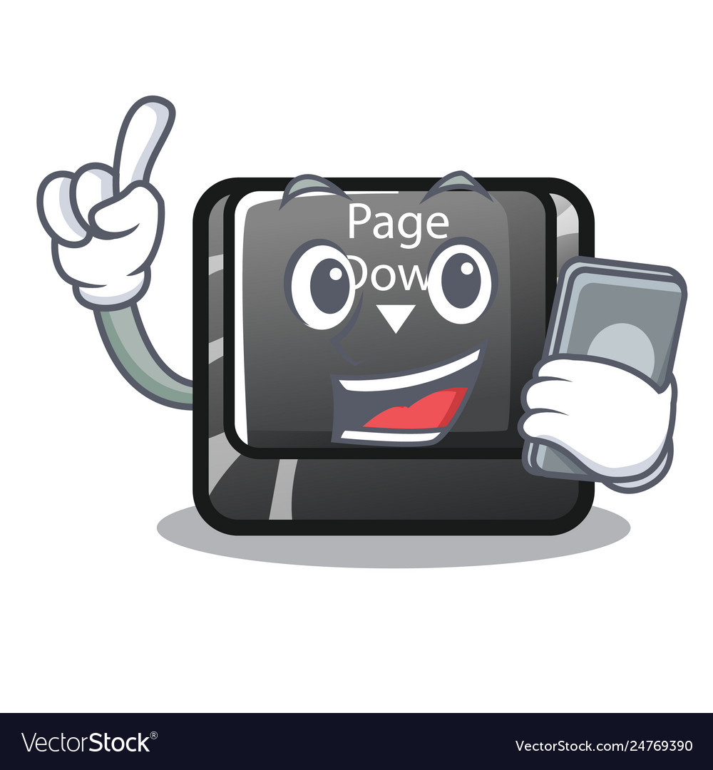 With phone character page down button installed vector image With phone character page down button installed