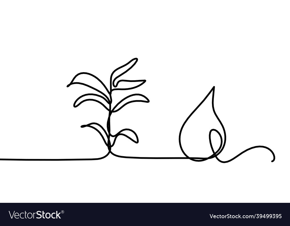 Abstract drop with sprout as line drawing vector image Abstract drop with sprout as line drawing