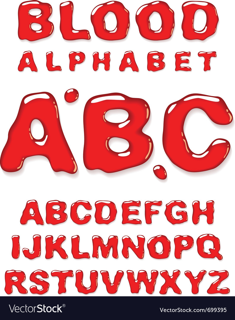 Blood alphabet letters set
