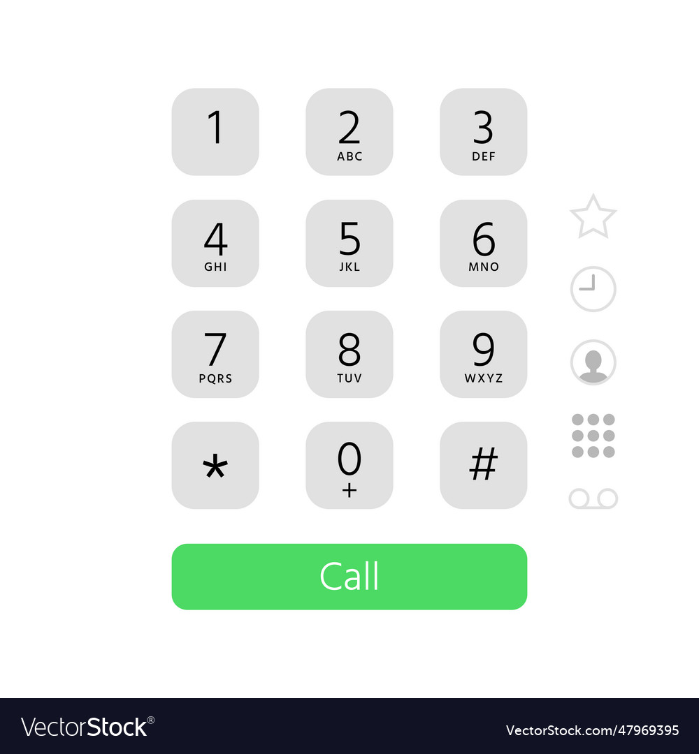 Dial keypad touchscreen phone number keyboard