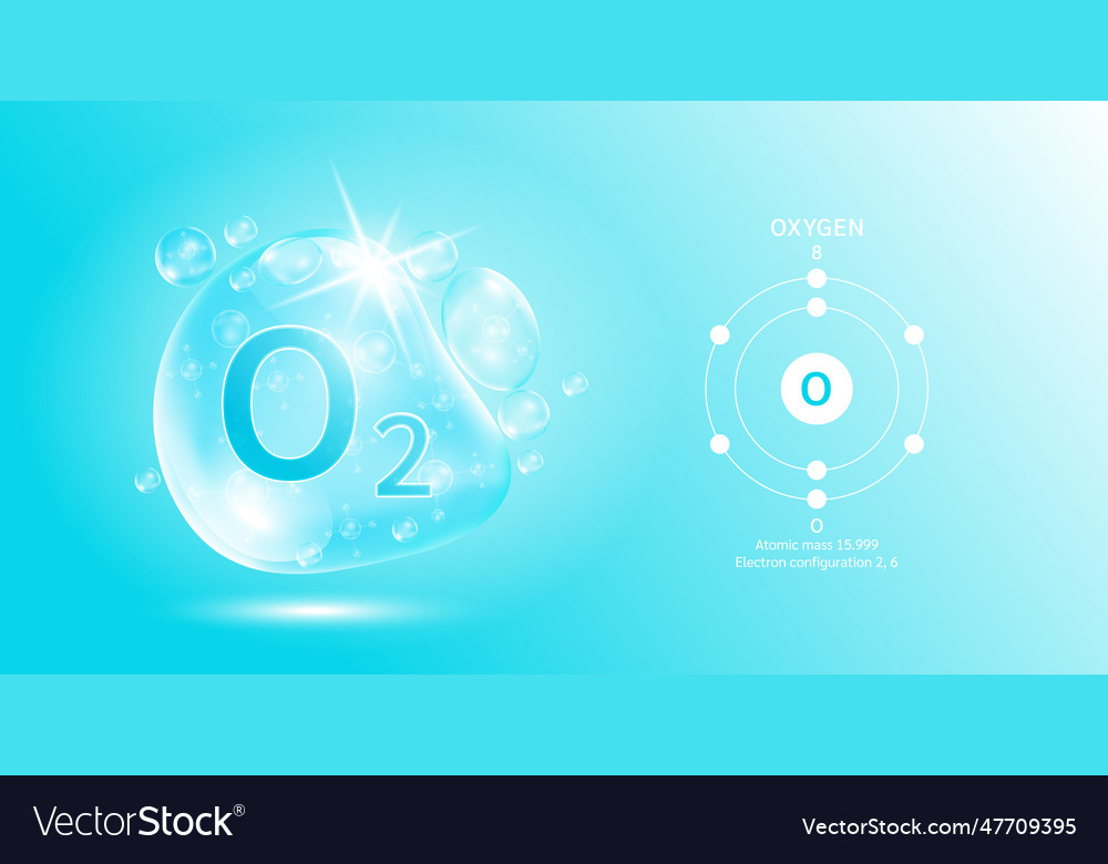 Drop water oxygen o2 molecule bubbles blue Vector Image