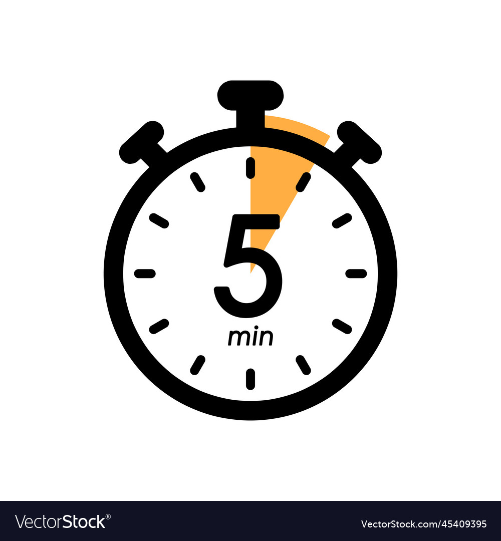 Five minutes stopwatch icon timer symbol Vector Image