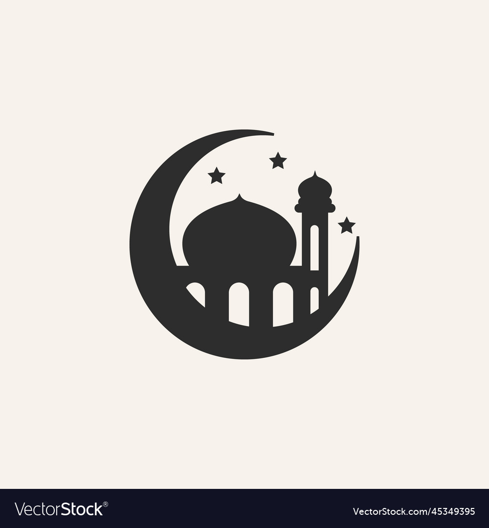 Islamic mosque line art logo design Royalty Free Vector