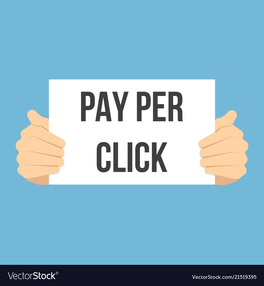 Man showing paper pay per click Vector Image Man showing paper pay per click