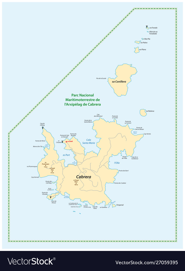 Map balearic island cabrera spain Royalty Free Vector Image