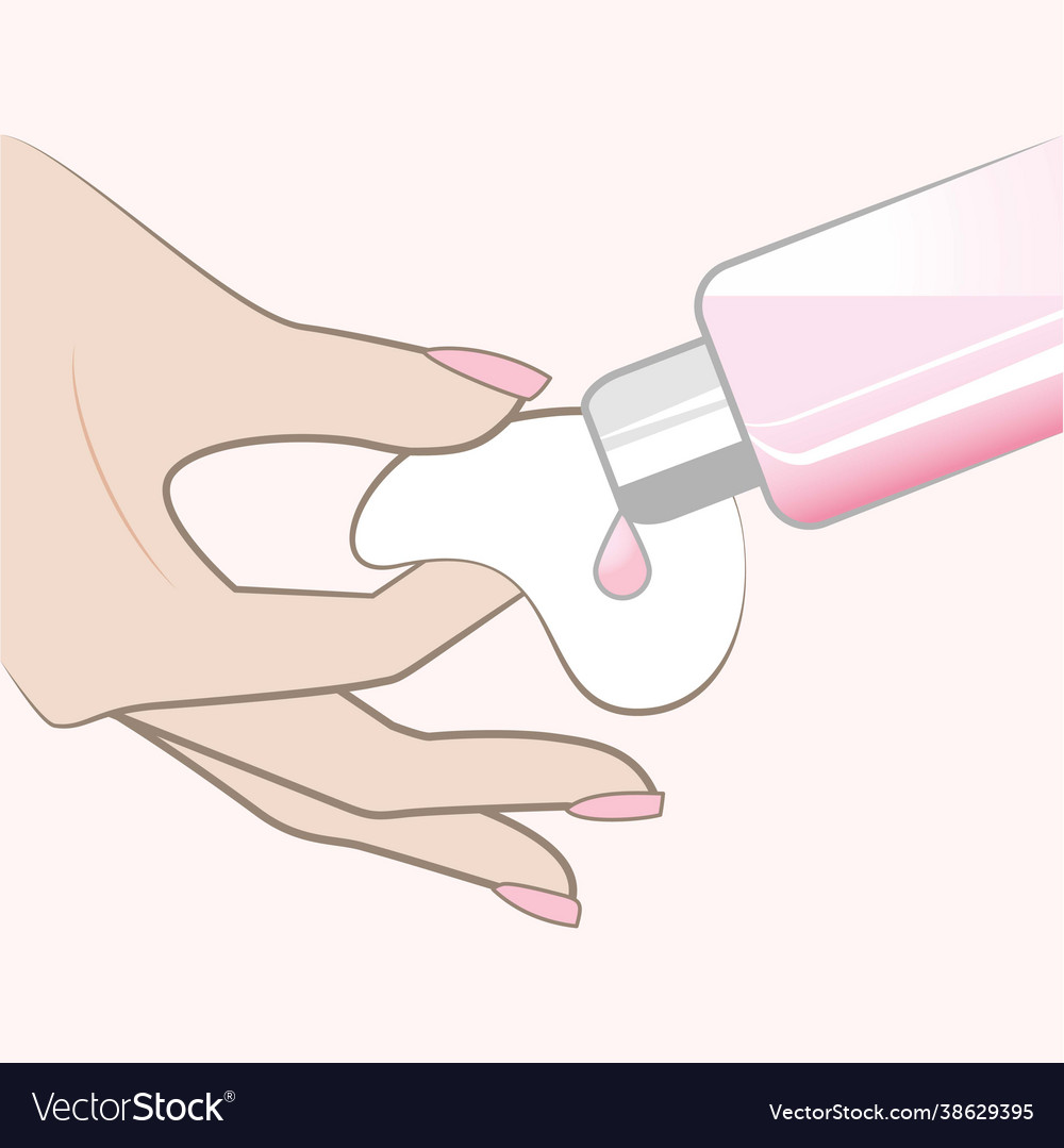 Nail polish remover applying beauty products Vector Image