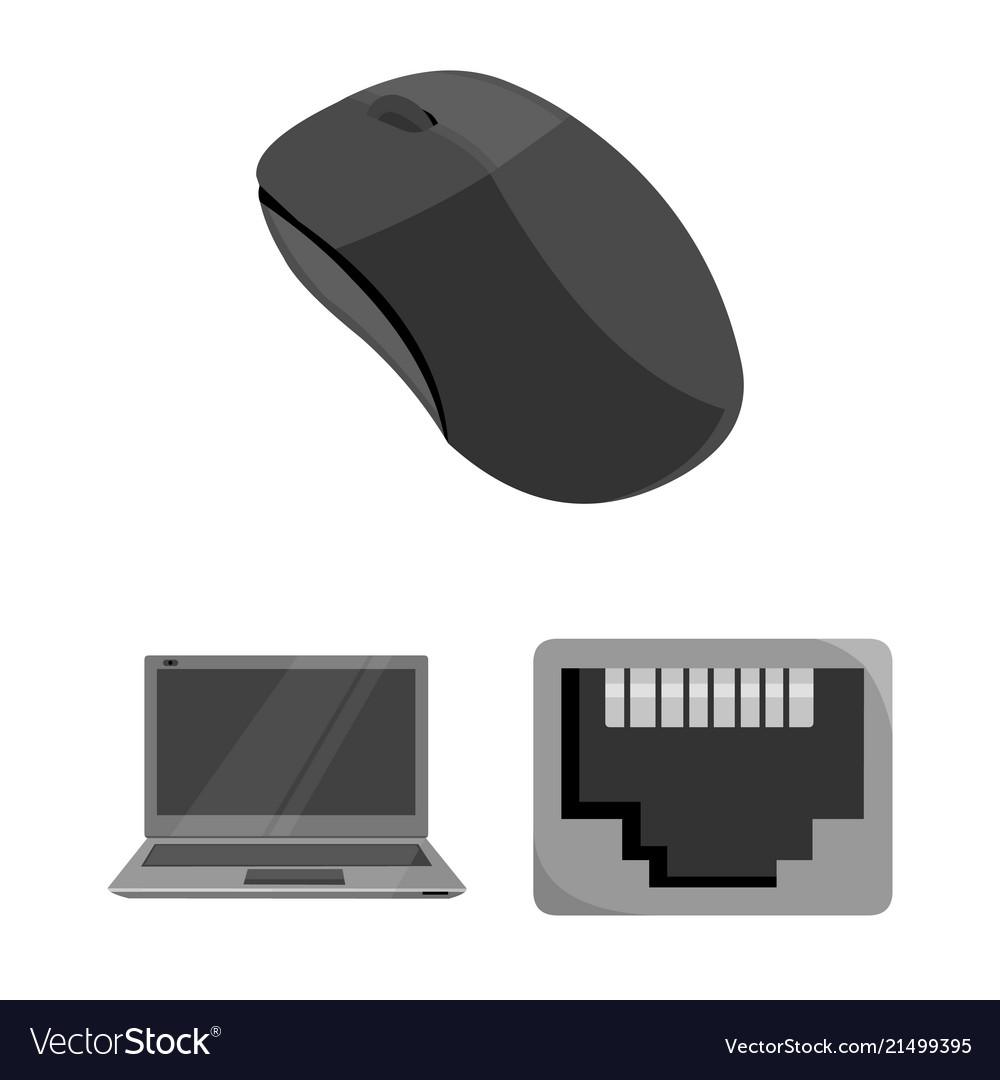 Personal computer monochrome icons in set