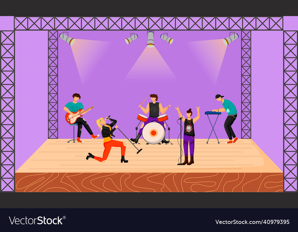 Punk rock band flat music group with two Vector Image