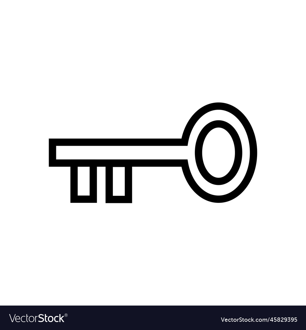 Retro key icon line isolated on white background vector image Retro key icon line isolated on white background