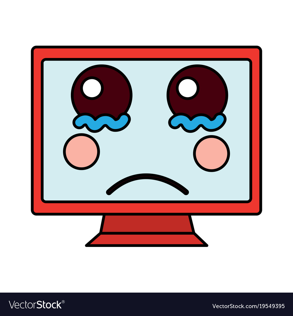 Sad Computer Monitor kawaii Symbol Bild