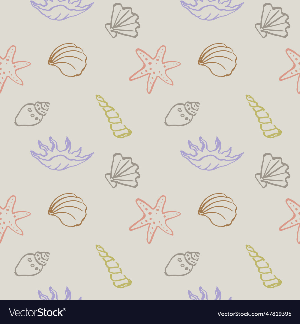 Seashells seamless repeating pattern